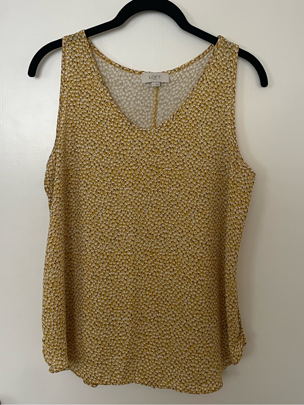 LOFT Mustard Yellow Floral Sleeveless Blouse Small
